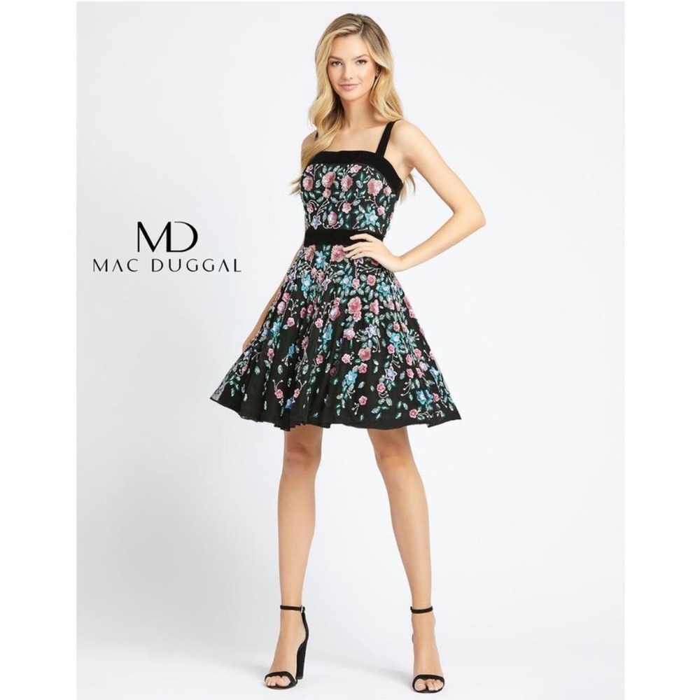Mac Duggal Evening - 4984 Sleeveless Floral Embellished A-line Dress